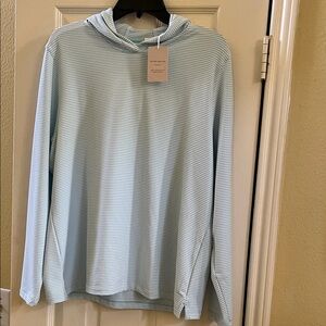 Peter Millar Blue Spruce Striped Hoodie Shirt